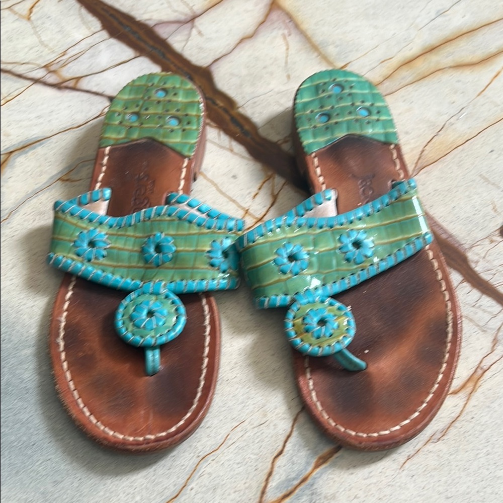 Jack Rogers ‘Aquatic’ Snakeskin-Style Sandals – Discontinued, RARE! Size 7.5